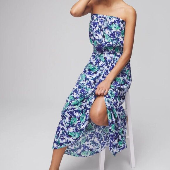 White House Black Market Other - WHBM Strapless Maxi Coverup, Color: Michelle Floral Midnight